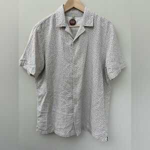 Common People Diamond Knit Linen Blend Short Sleeve Button Up Sz Large